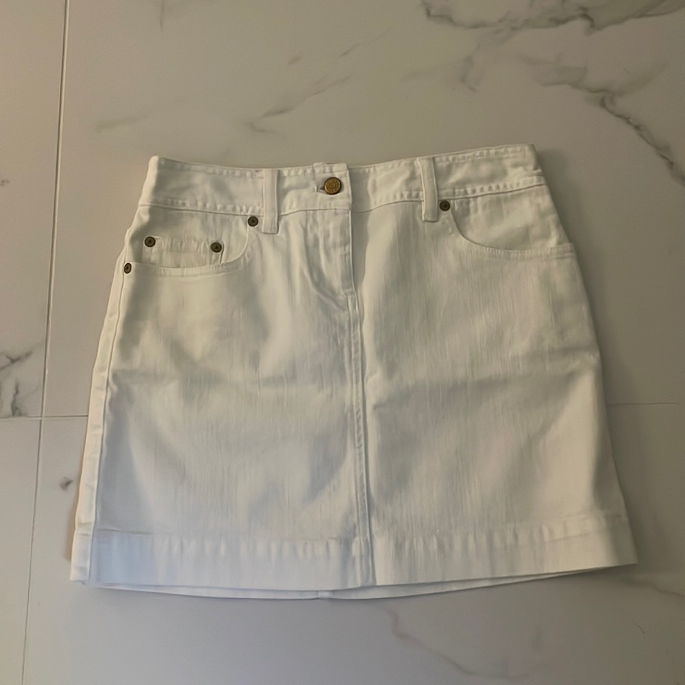 J.crew white denim mini skirt